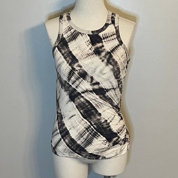 Veronica Beard Jeans Women’s Tank Top Black and Cream Tie Dye Ruched - Picture 1 of 4